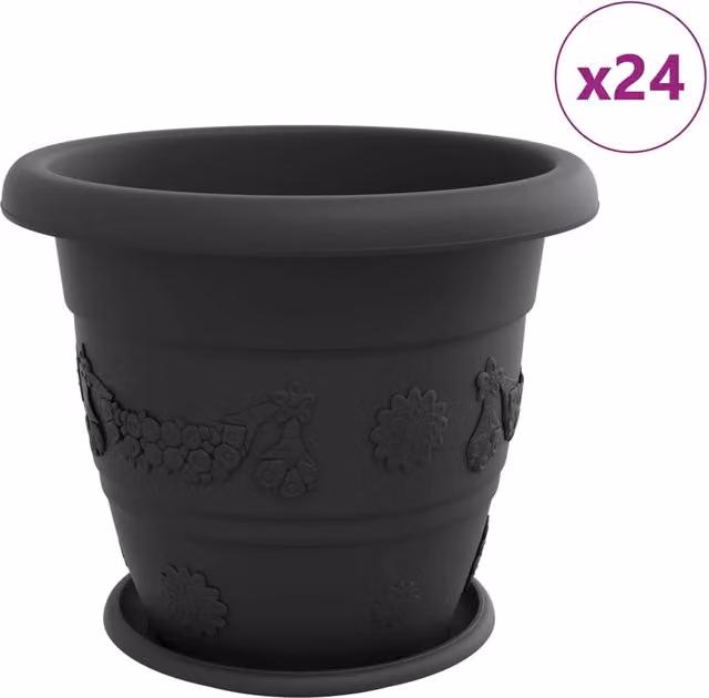 Set di 24 fioriere Design In in plastica nera per piante da interno ed esterno, L 39 cm x P 32 cm – 1