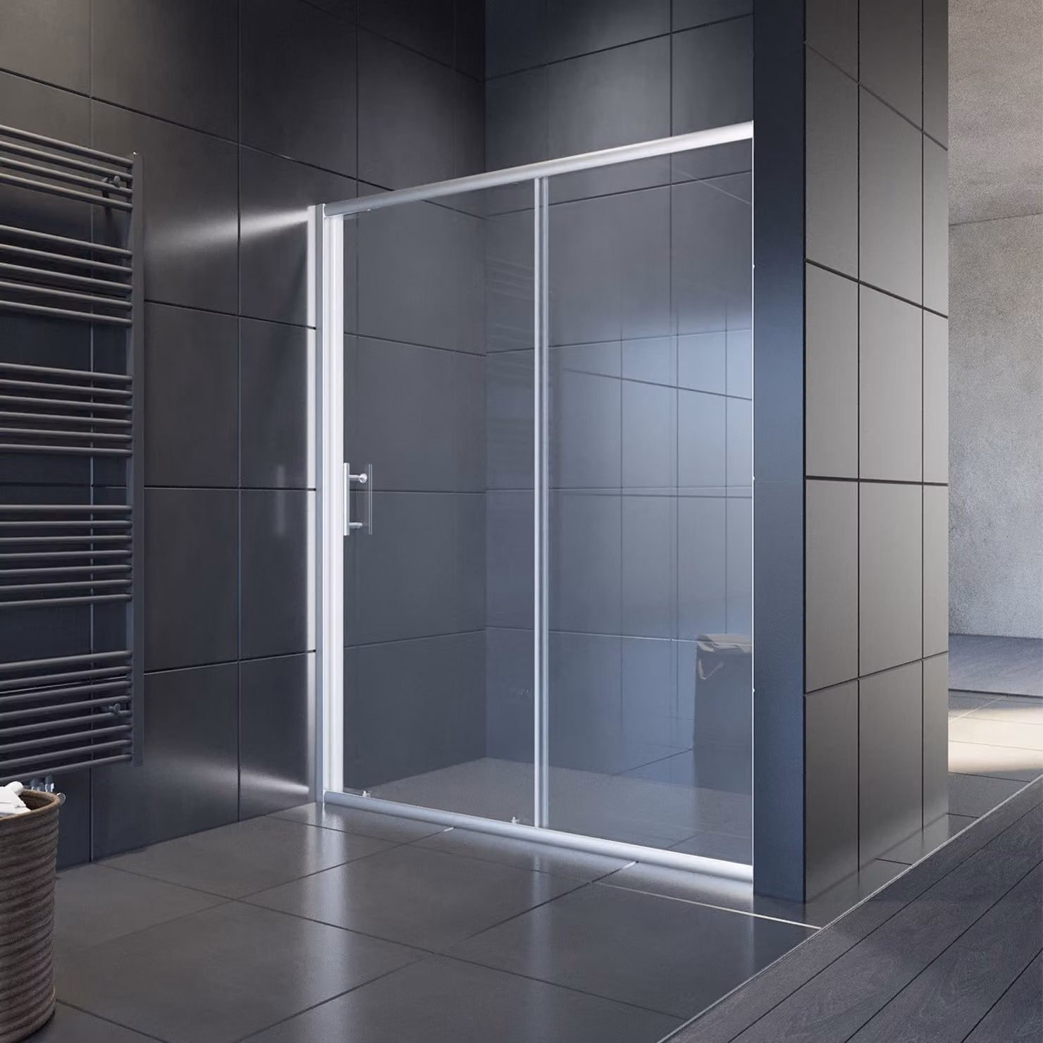 SONNI Shower porta scorrevole in vetro trasparente 170x185cm Schermo doccia