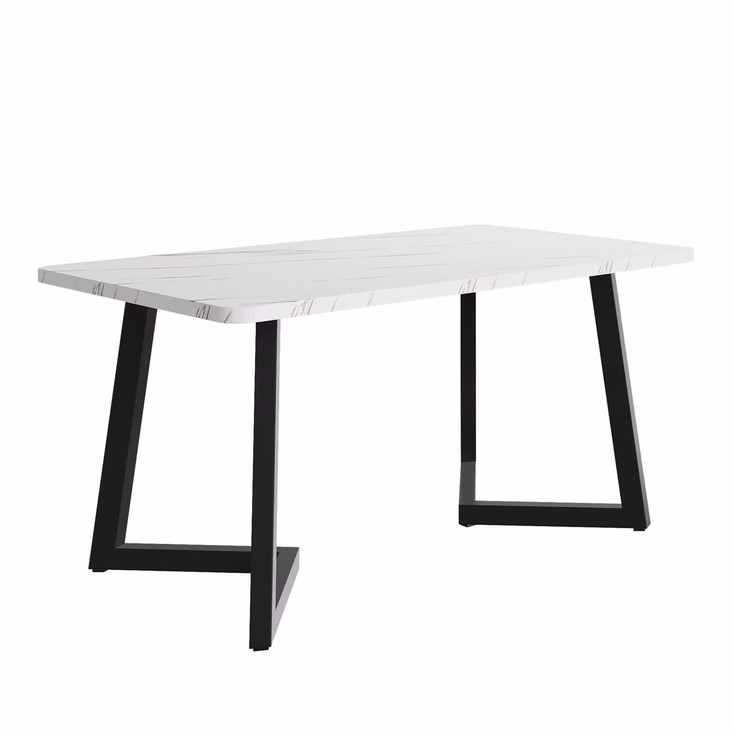 Tavolo da pranzo rettangolare moderno in MDF laminato e metallo con design astratto bianco e nero L: 117 cm, P: 68 cm, H: 75 cm – 2
