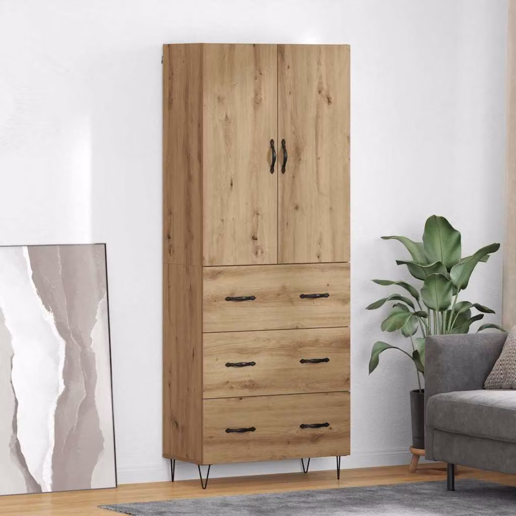 Set di 2 credenze vidaXL in stile moderno color marrone, L/P/H: 69,5 x 34 x 180 cm