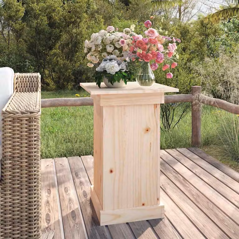 vidaXL Tavolo in Legno Rustico Marrone e Beige L: 40 cm, P: 40 cm, H: 60 cm