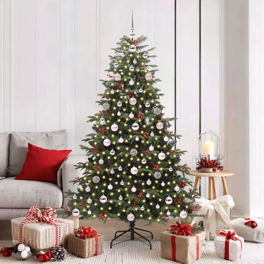 Albero di Natale artificiale verde con 300 LED luce bianca calda, Altezza: 180 cm – 2