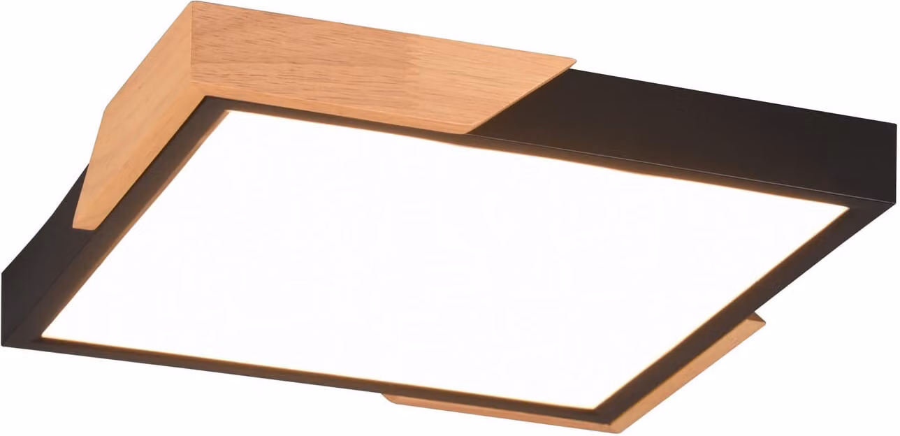 Plafoniera LED quadrata META nera 20 W, bianco caldo 2400 lm, effetto legno, dimensioni: 3,5 x 31,5 x 31,5 cm, IP20, RL
