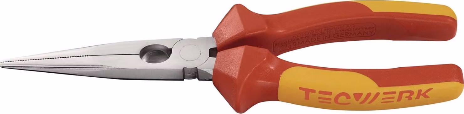 Pinza a becchi piatti, lunghezza 200 mm, diritta, VDE, guaina multicomponente