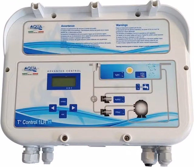 Quadro Elettrico Aqua T-control 1-lrh Bianco con Trasformatore e Contatti per Regolatore di Livello, Temperatura e Idromassaggio L/P/H: 35 x 30 x 16 cm