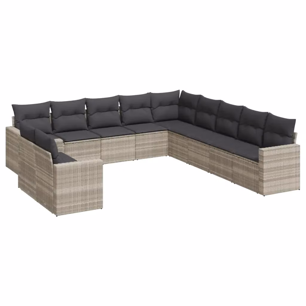 Set di Divani da Giardino a L VIDAXL in Polyrattan Grigio con Cuscini, 11 Pezzi – 2