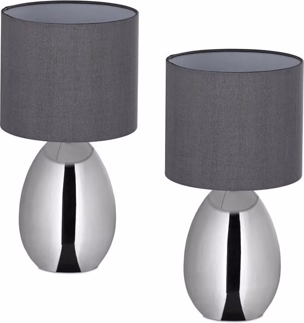Set di 2 lampade da comodino moderne con interruttore 33,5 x 18 cm in metallo bianco 13_0016999