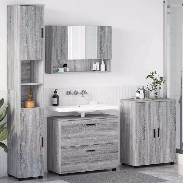Set di mobili per il bagno 4 pz Grigio Sonoma 35 x 30 x 192 cm 3393089