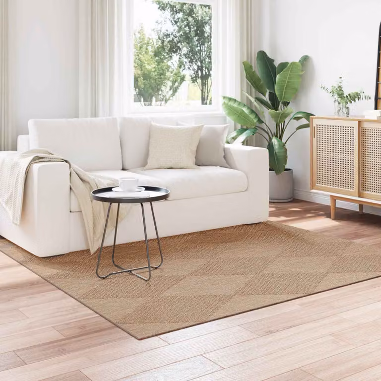 Tappeto Quadrato Moderno vidaXL AGIRA per Interno ed Esterno in Poliestere, Beige e Marrone, L 240 x L 240 cm