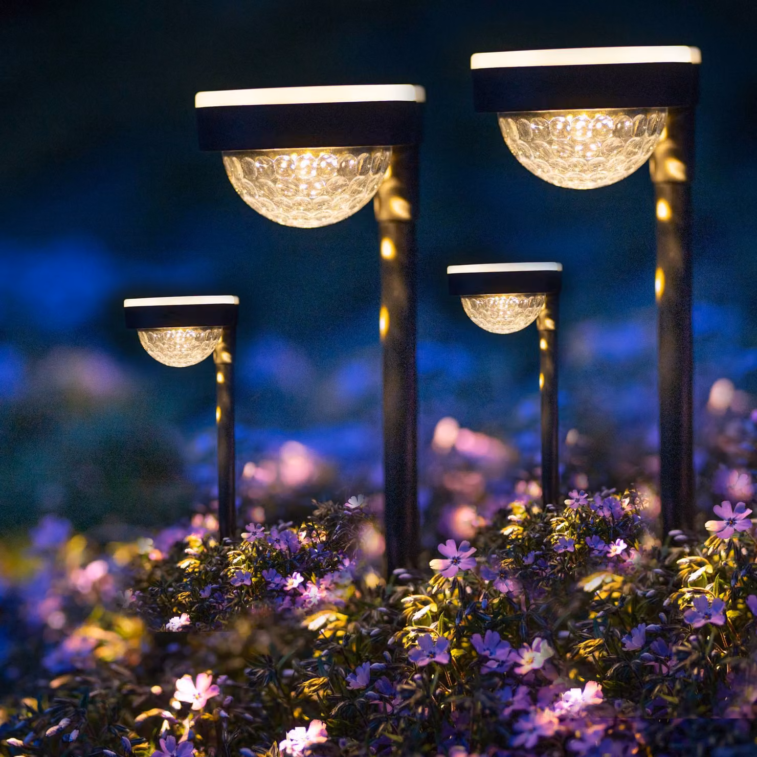 LUMILED set di 4 lampade solari per giardino esterno, effetti luminosi fantasiosi, bianco caldo 3000K, IP44 resistente agli spruzzi, 600 mAh batteria ricaricabile luce solare 8h tempo di illuminazione deco patio sentiero terrazza