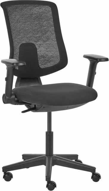 Sedia da ufficio ergonomica BELIANI in tessuto e plastica nera, design moderno con schienale e braccioli regolabili, girevole a 360 gradi, ideale per l'home office, L: 66 cm, P: 58 cm, H: 106 cm