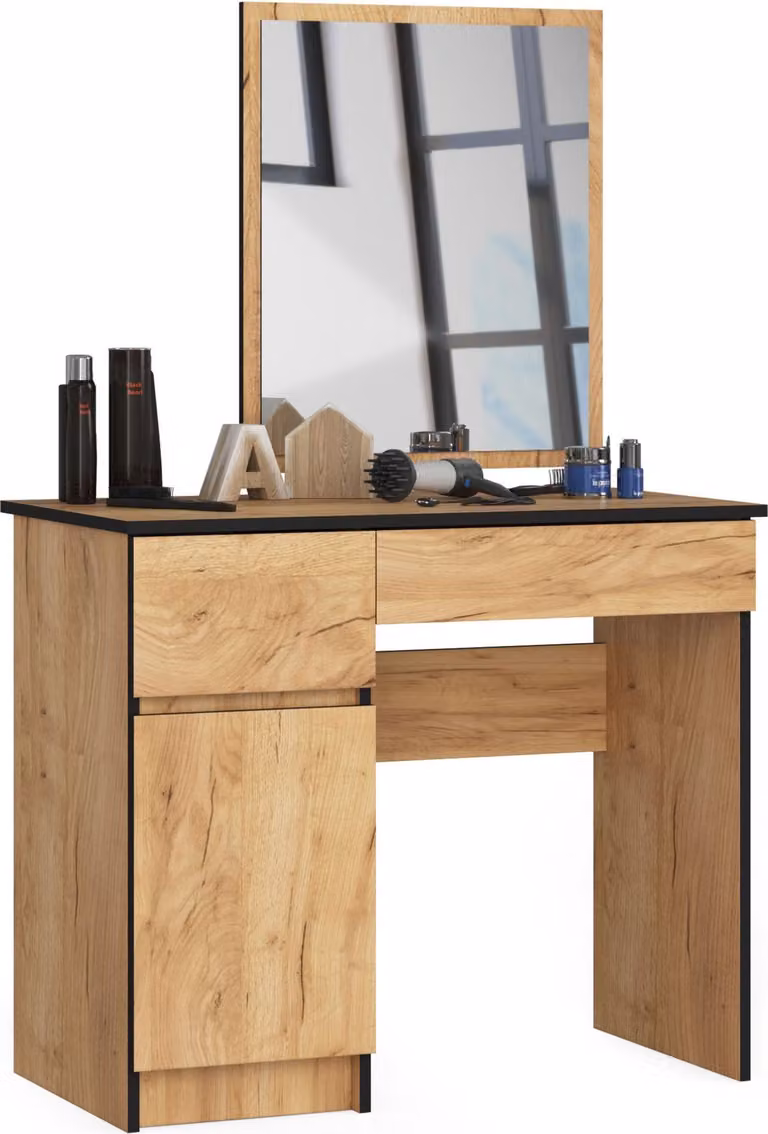 Akord Mobile Bagno Con Specchio A Sinistra In Rovere Craft 90X50X142 Cm