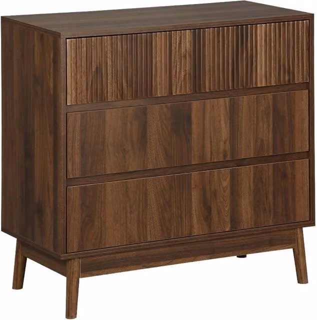 Cassettone Sweeek in stile scandinavo con 3 cassetti, effetto legno pino, marrone opaco, L: 80 cm, P: 40 cm, H: 80 cm