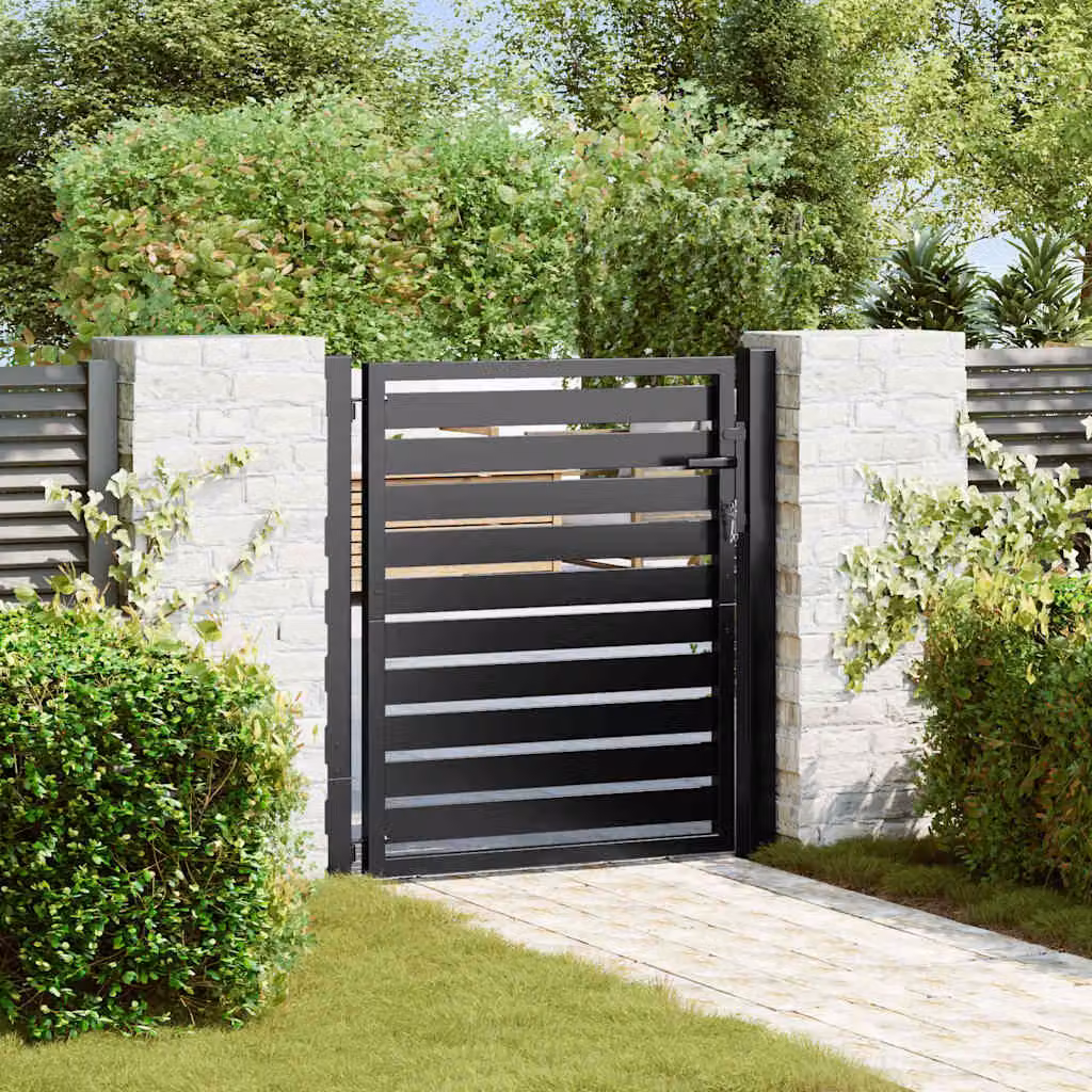 Cancello da giardino con serratura vidaXL in alluminio nero L: 100 cm, H: 100 cm