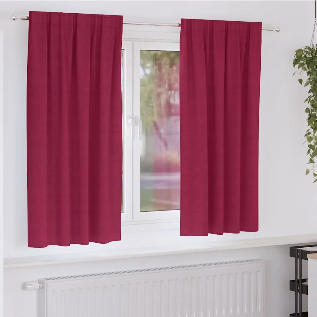 Set di 2 tende blackout vidaXL con anelli in poliestere, colore rosso, H 175 x L 140 cm