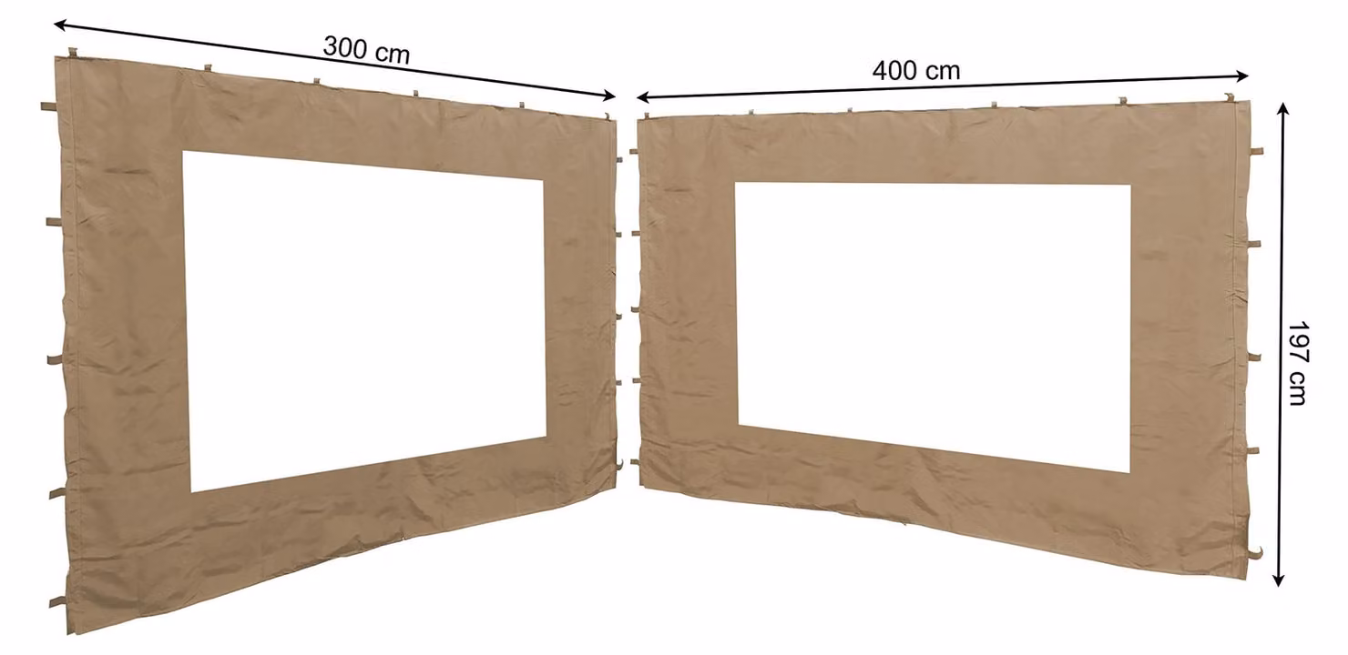 Set di 2 pareti laterali con finestra per gazebo da giardino 3x4 metri