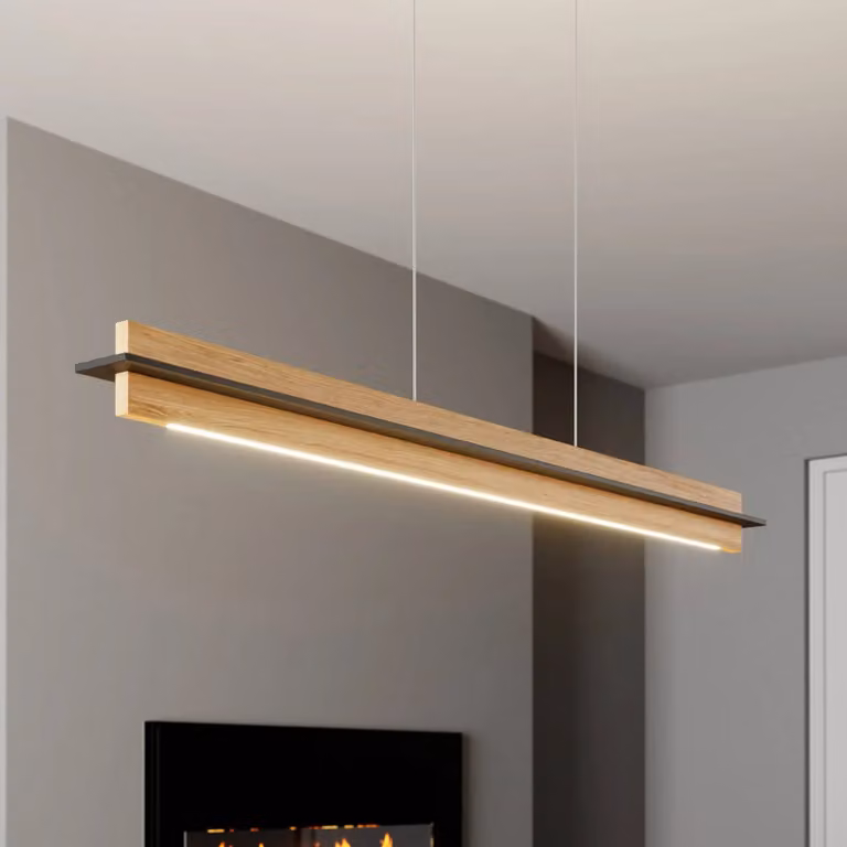 Lampada a sospensione Lexa Quitani, dimmerabile, Legno chiaro, Soggiorno / Sala da pranzo, Legno, Moderno, Lampada a sospensione