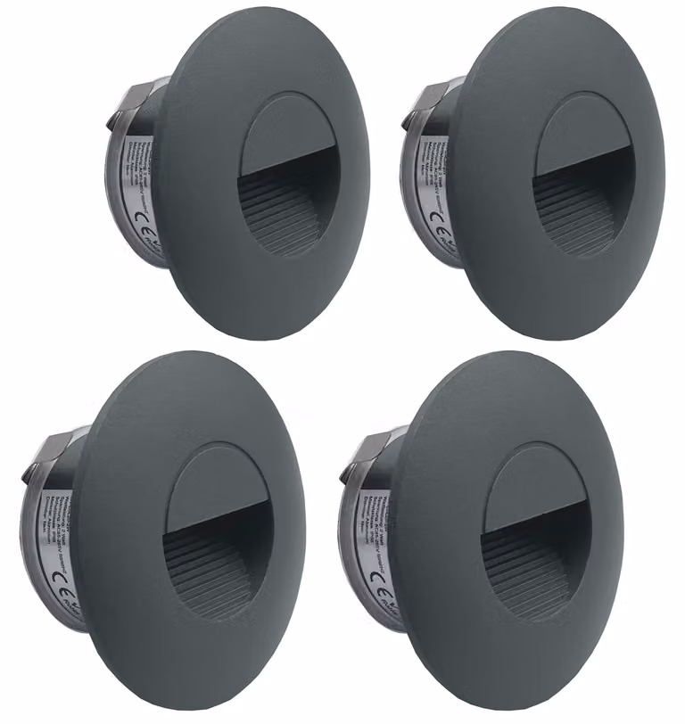 Lampada da incasso a LED, grado di protezione IP65, 230V, colore grigio, set da 4, 2W, 180 lumen, luce bianco neutro