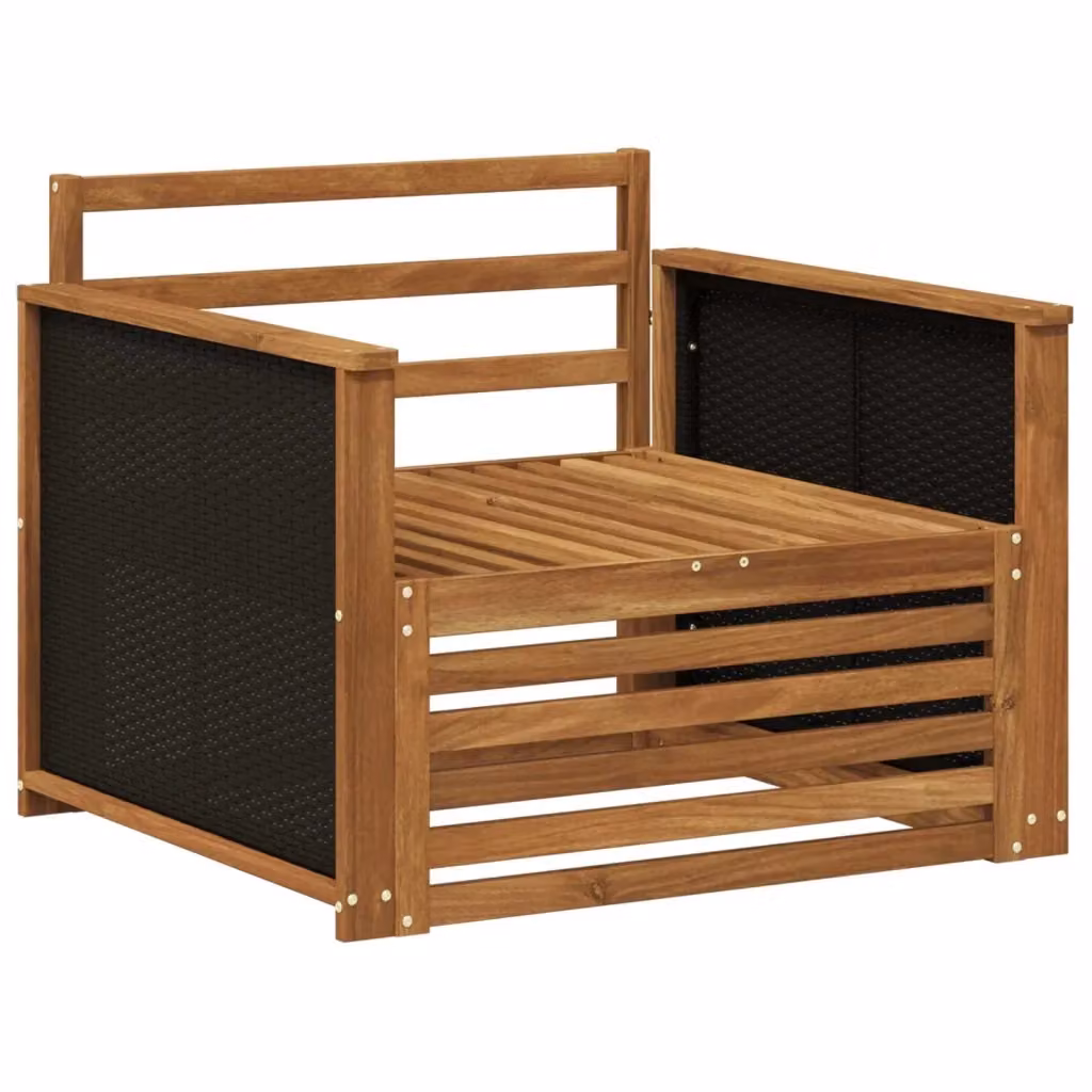 Divano centrale componibile per esterno in legno di acacia con struttura in legno massello, colore beige e marrone – 2