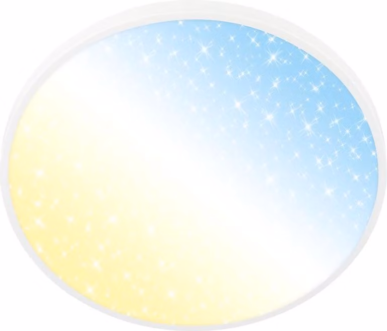 Briloner COMPETO Plafoniera LED, dimmerabile, telecomando, controllo della temperatura del colore CCT, cielo stellato, bianco, Ø38 x 6 cm