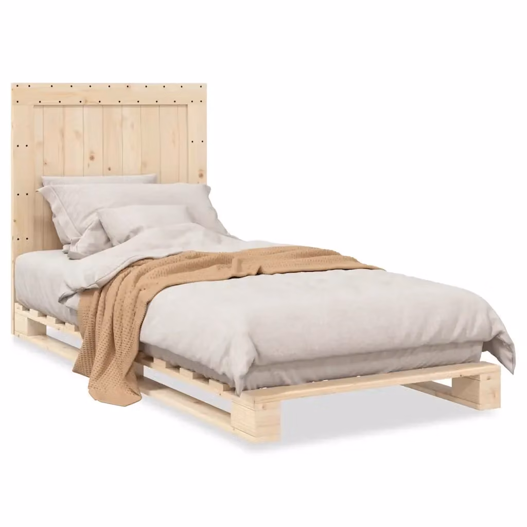 vidaXL Giroletto con Testiera in Legno Massello di Pino, Colore Marrone e Beige, L/P/H: 200 x 90 x 151 cm – 2