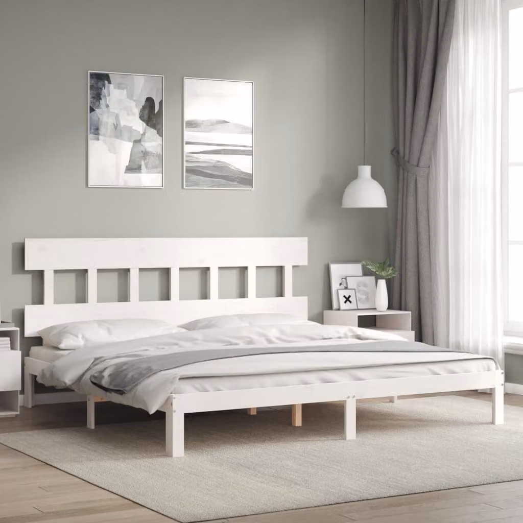 vidaXL Giroletto in legno massello di pino bianco con doghe fisse, L/P: 200 x 200 cm