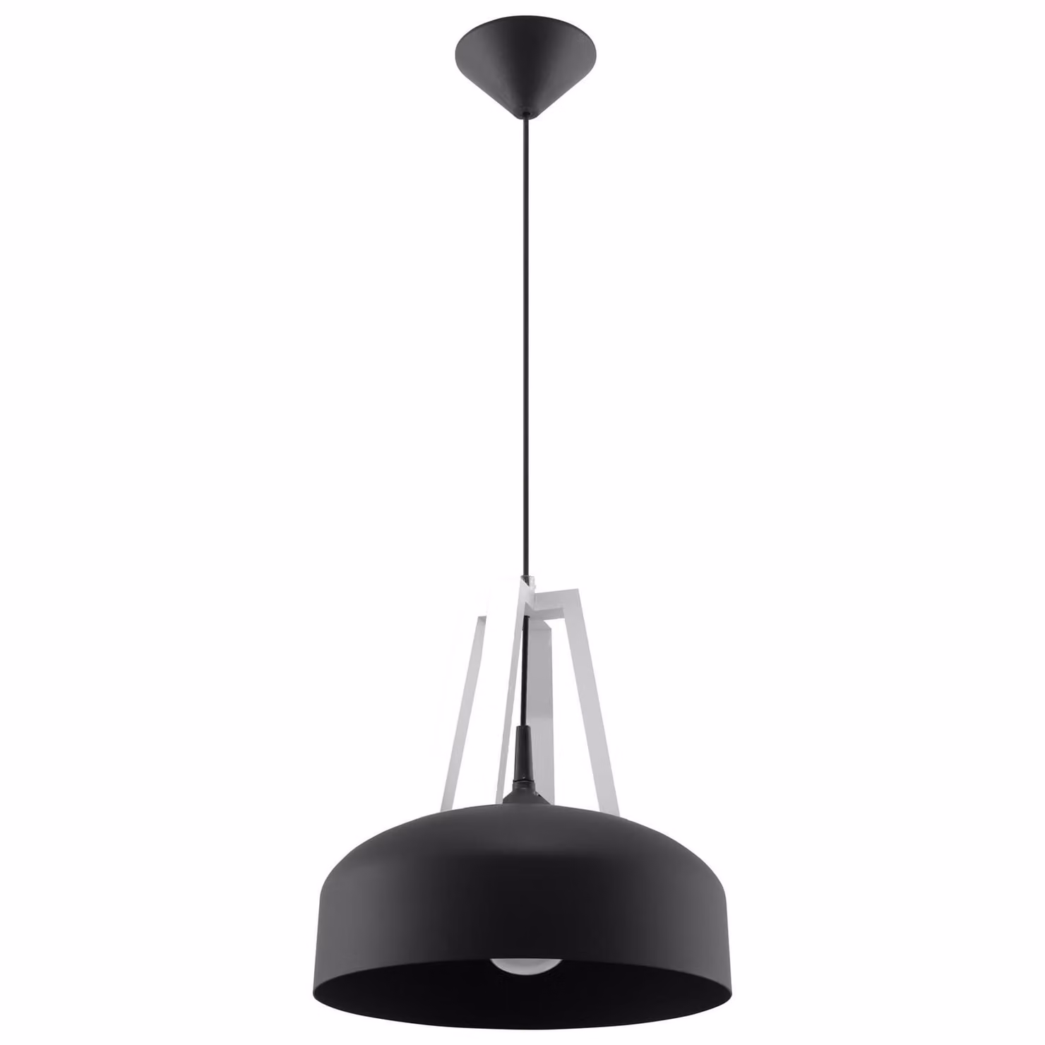 Lampada a sospensione CASCO bianco/nero 1xE27 15W acciaio/legno 85x30x30cm Sollux Lighting