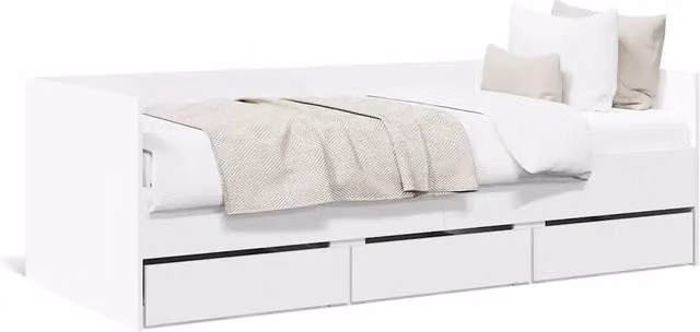 Divano letto | Sof¨¤ letto | Letto singolo con Cassetti senza Materasso Bianco 75x190 cm