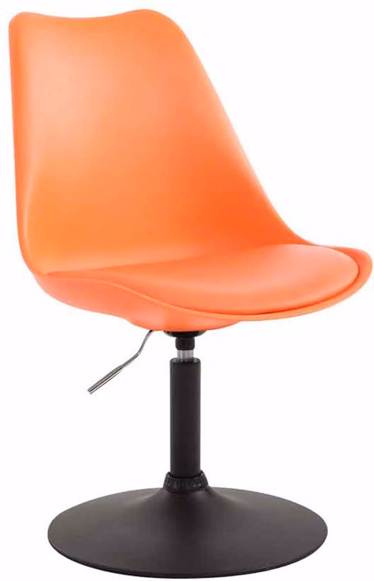 Sedia da pranzo - sedia da cucina - confortevole esperienza di seduta, plastica resistente e Pelle finta colore della base: nero | colore: arancione