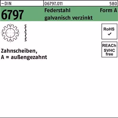Dischi dentati Reyher DIN 6797 SpringSt. A 10,5 vz 067970119105000 (250 pezzi)