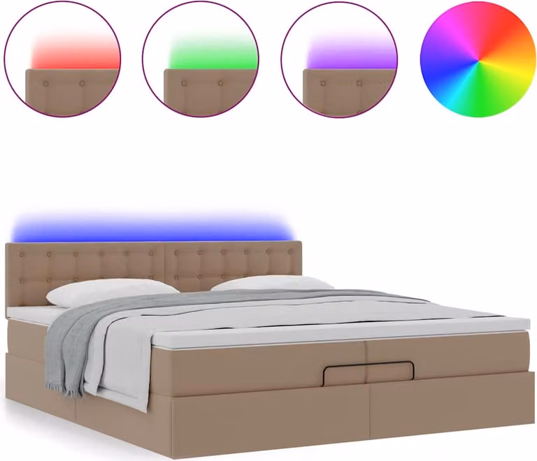 Struttura Letto Pouf con Materasso 200x200cm Pelle finta