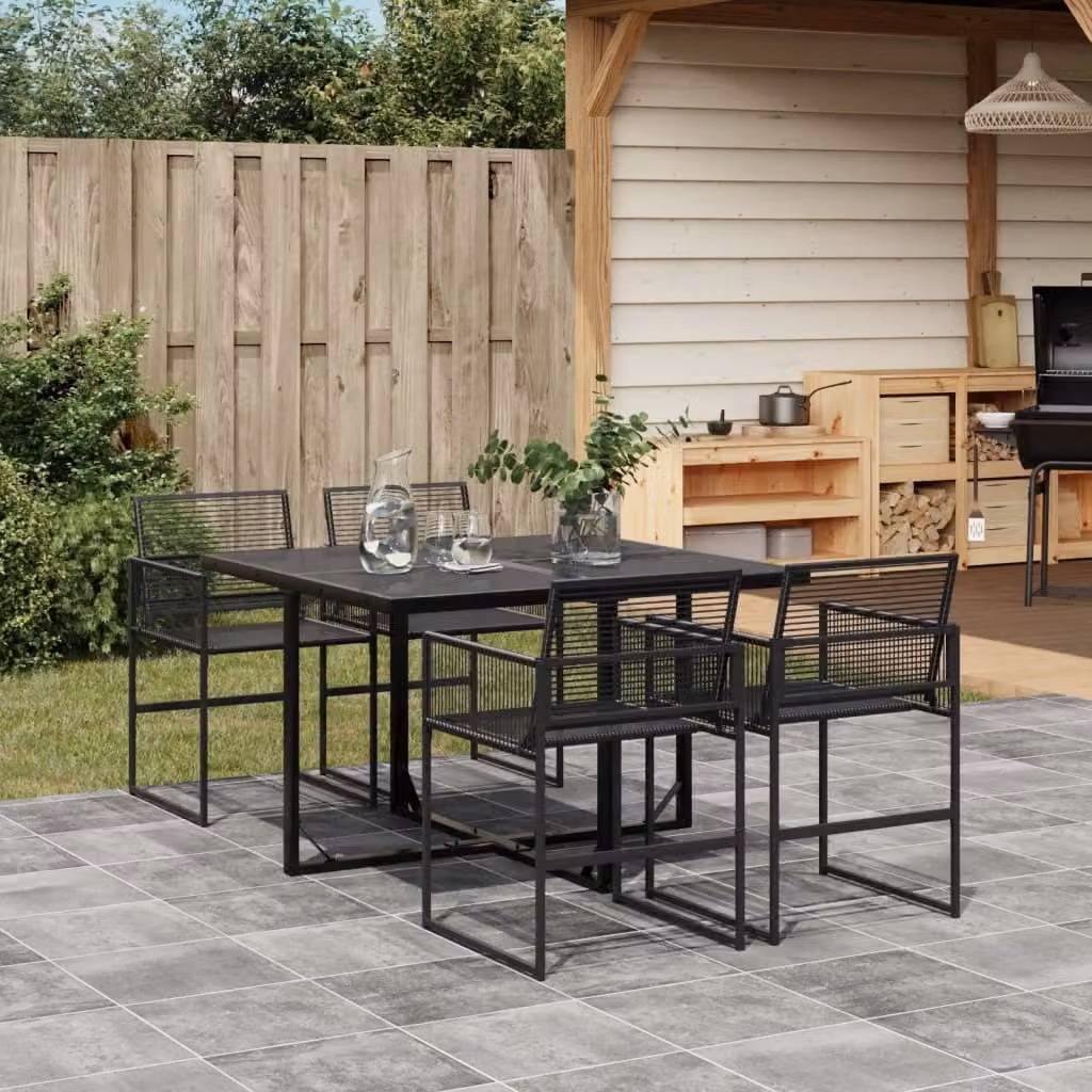 Maison Exclusive - Set da Pranzo da Giardino 5 pz Nero in Polyrattan