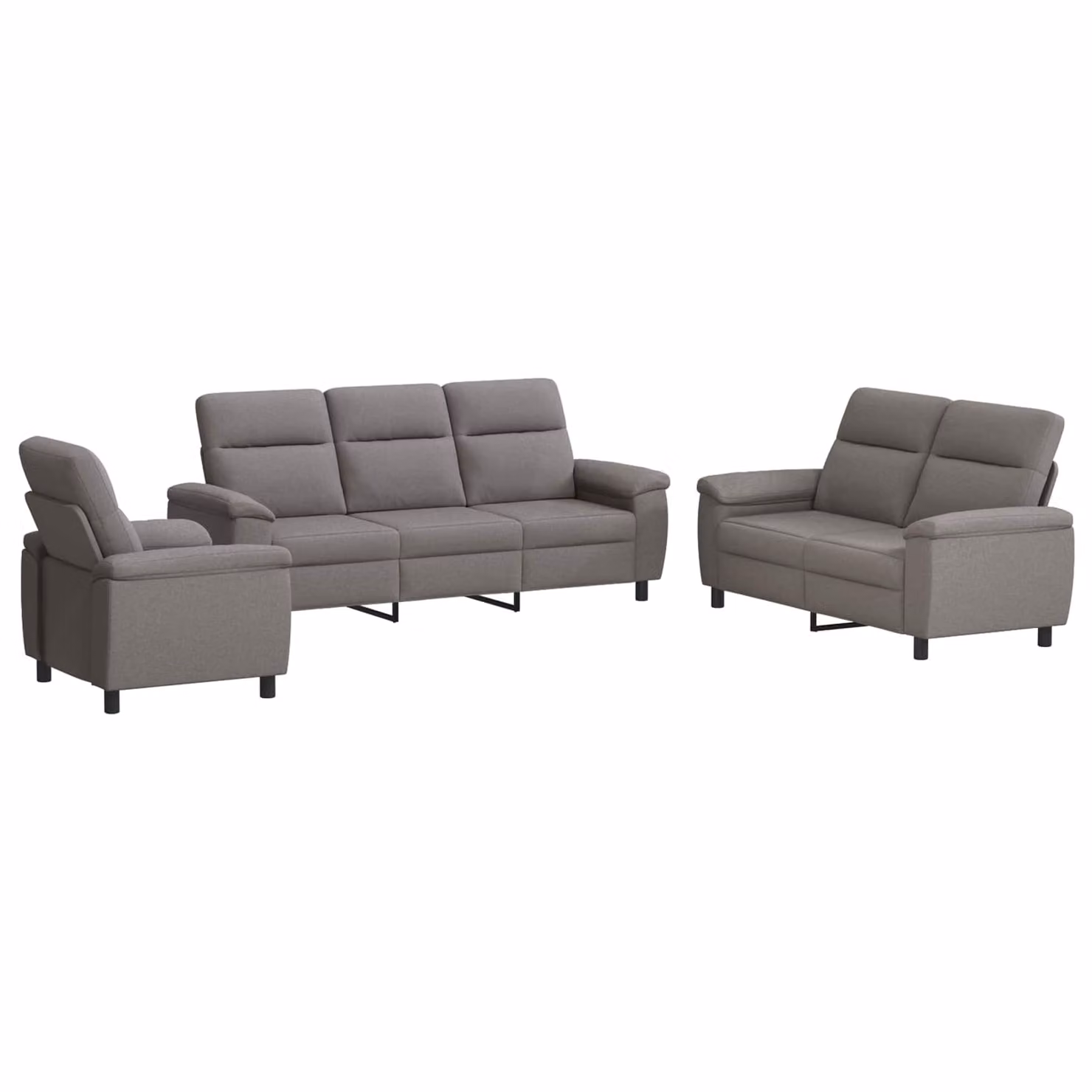 Set di divani 3 pezzi vidaXL in tessuto beige e grigio con struttura in metallo per soggiorno