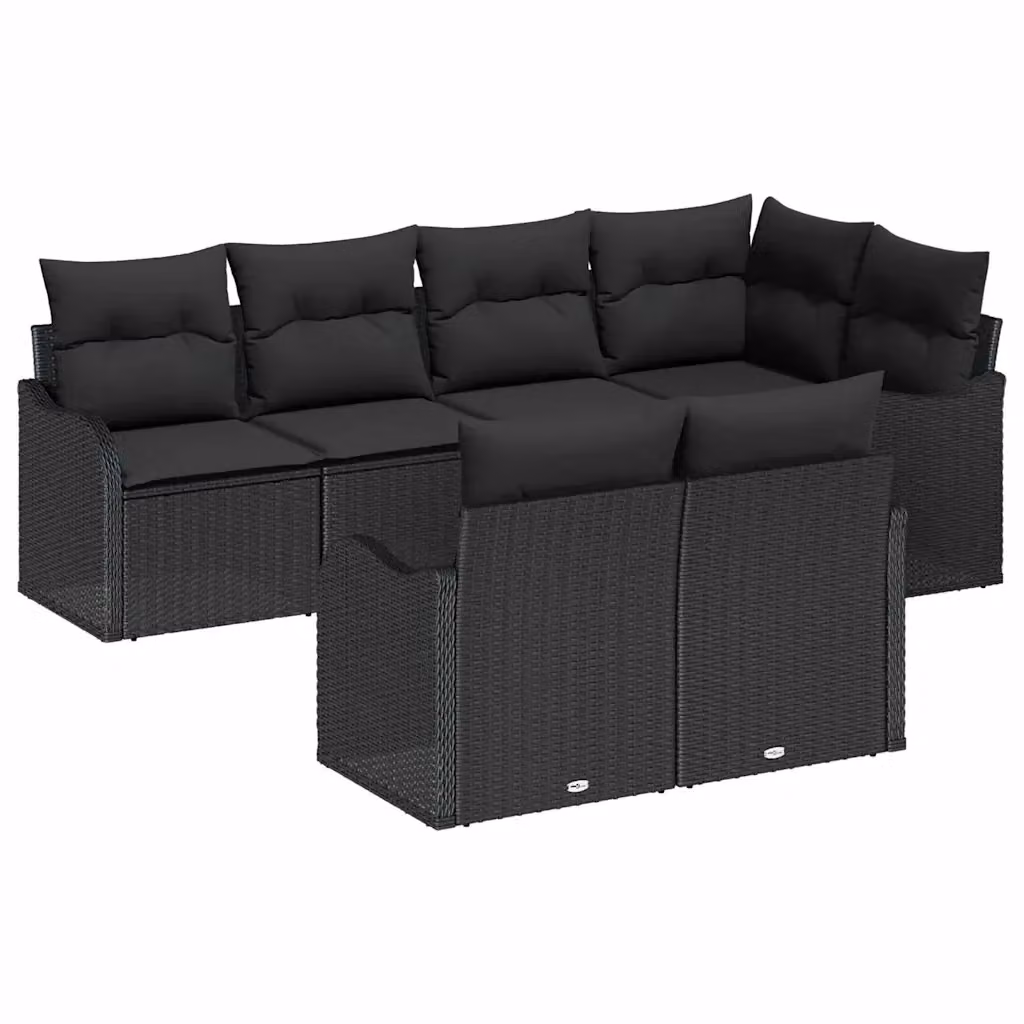 Set Divano da Giardino a L vidaXL in 7 Pezzi Nero con Cuscini e Struttura in Metallo – 2