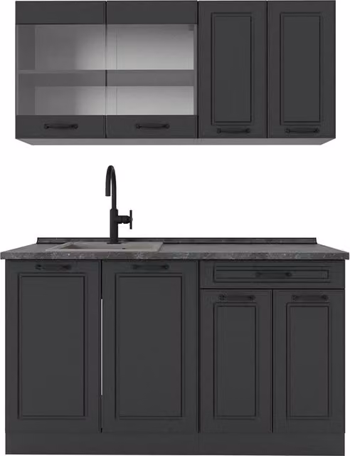 Cucina monoblocco R-Line Antracite rustico/Antracite 140 cm, PL Antracite Vicco