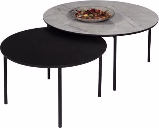 Kaffeetisch Gruppe Couchtisch Beisteltisch Schwarz Set Tisch Holz 2tlg