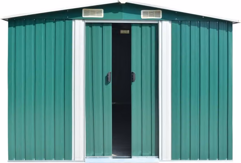 Casetta da Giardino 257x392x181 cm in Metallo Verde