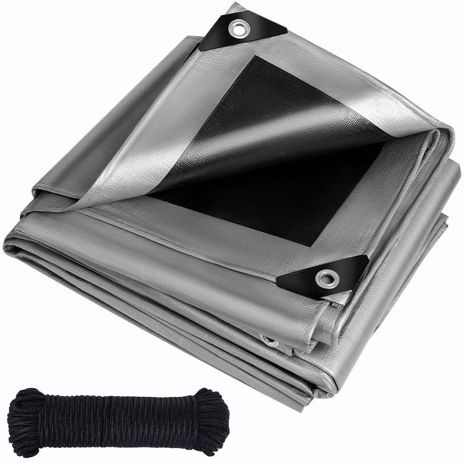Telo protettivo da 260 g/m², impermeabile, stabilizzato contro i raggi UV, dimensioni 2m x 3m, colore argento-nero