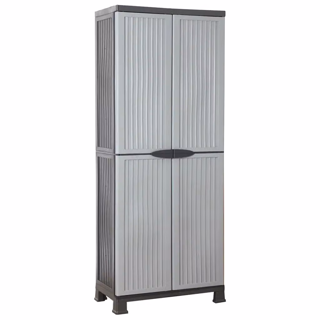 Armadietto a muro vidaXL in plastica grigia con ante a battente e serratura, L: 68 cm, P: 39 cm, H: 171,5 cm – 2
