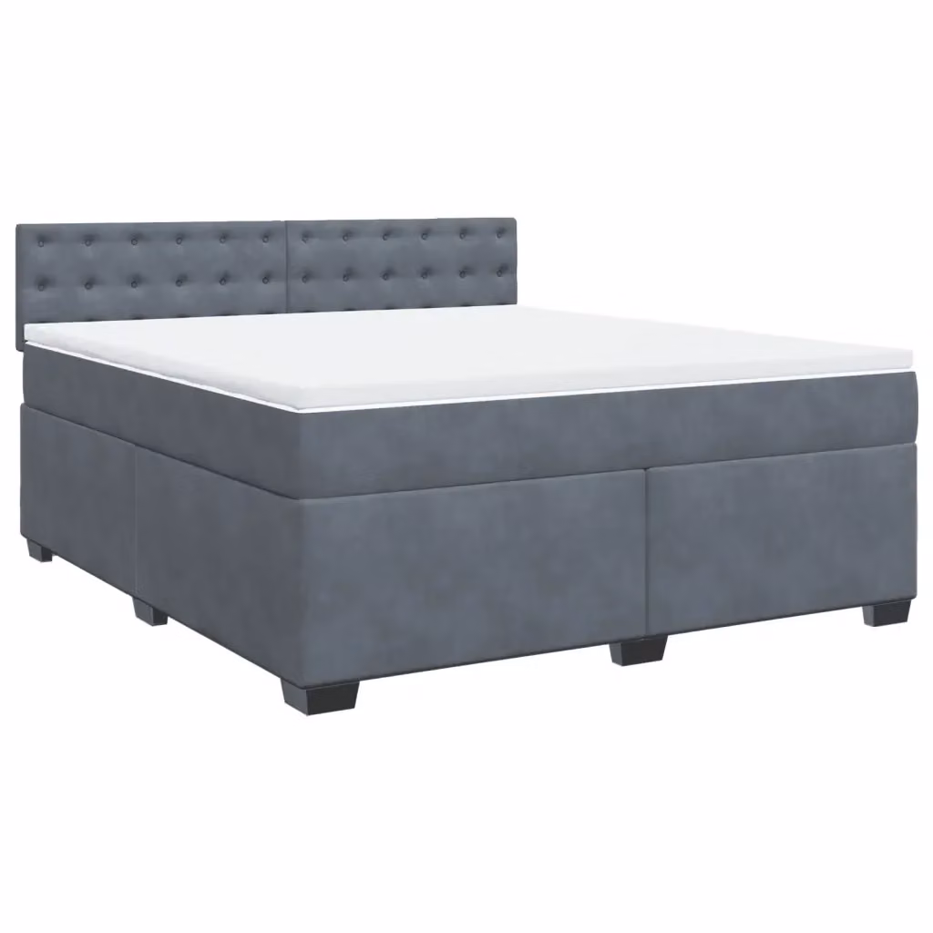 Letto Ibrido vidaXL con Giroletto a Molle e Materasso in Velluto Grigio e Bianco L/P: 180 x 200 cm – 2