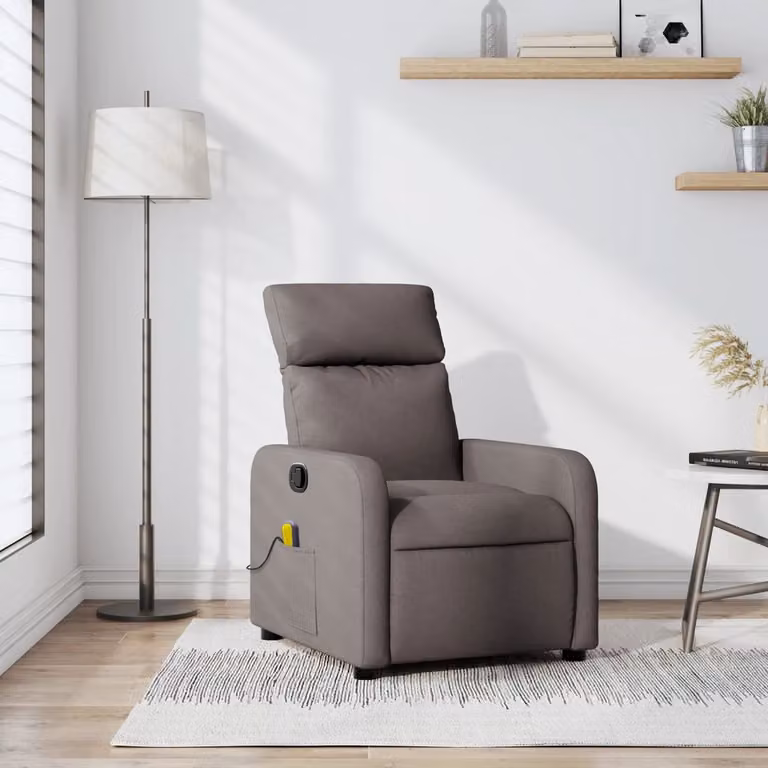 vidaXL Poltrona Reclinabile Relax Moderno in Tessuto Beige e Grigio con Braccioli