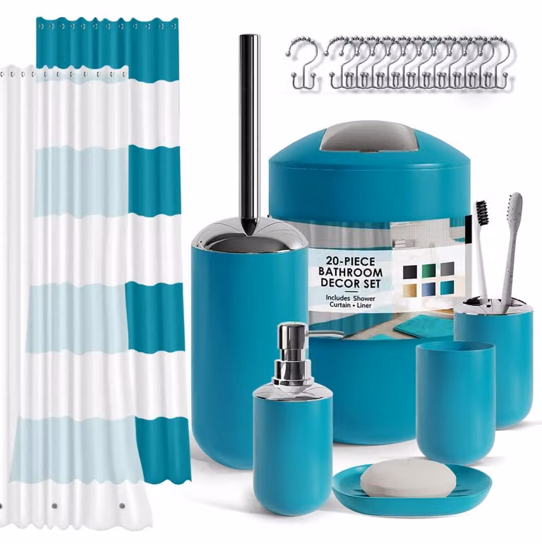 Solidchoice - Set completo di accessori per il bagno, comprensivo di tenda da doccia e accessori