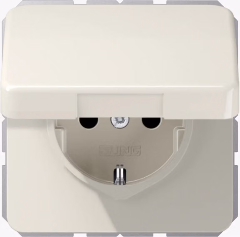 Jung CD 1520 BFKL Presa di corrente con coperchio incernierato bianco CD 500