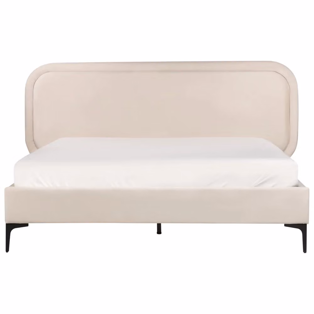 Letto matrimoniale BELIANI in velluto beige con telaio imbottito L/P: 180 x 200 cm – 2