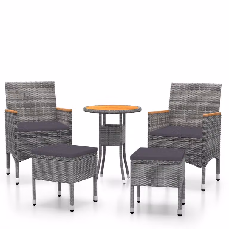 Set Divani da Giardino 5 pz in Polyrattan Grigio