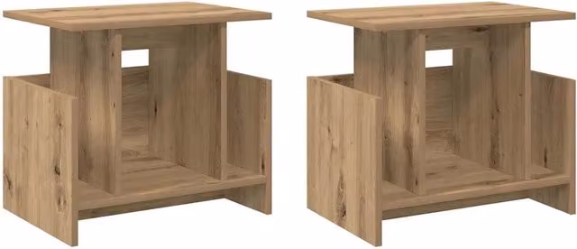 Set di 2 moderni e funzionali supporti rettangolari per TV 50 x 35 x 45 cm realizzati in legno di rovere composito lavorazione artigianale 02_0054730