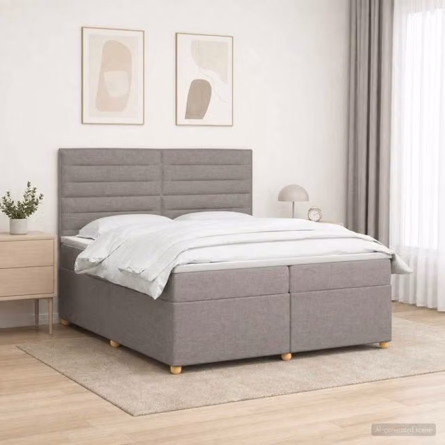 Letto box spring con materasso Tortora 200 x 200 cm Tessuto 3453960