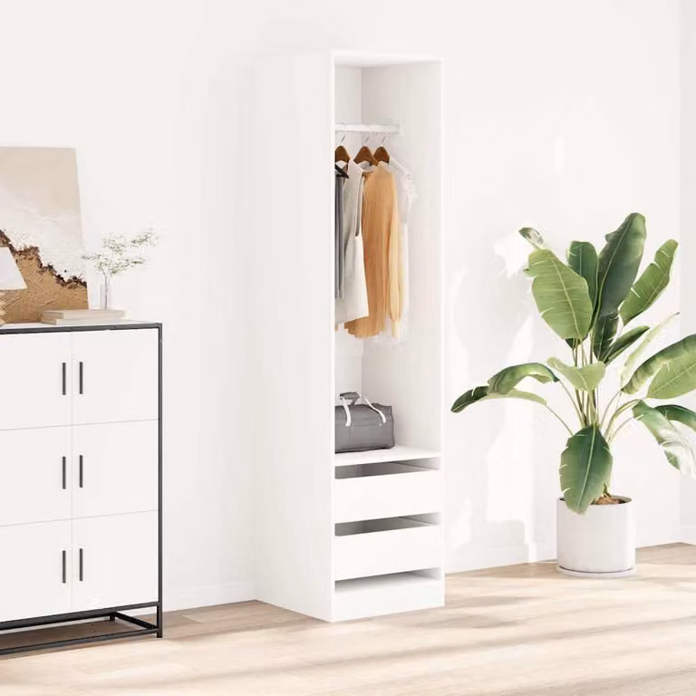 Armadio moderno vidaXL bianco con cassetti e ripiani in legno, L/P/H: 50 x 50 x 200 cm