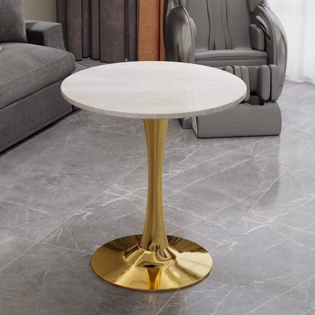 Tavolino da Caff¨¨ Rotondo ¨C MINIMAL ¨C Marmo Bianco, 70 cm