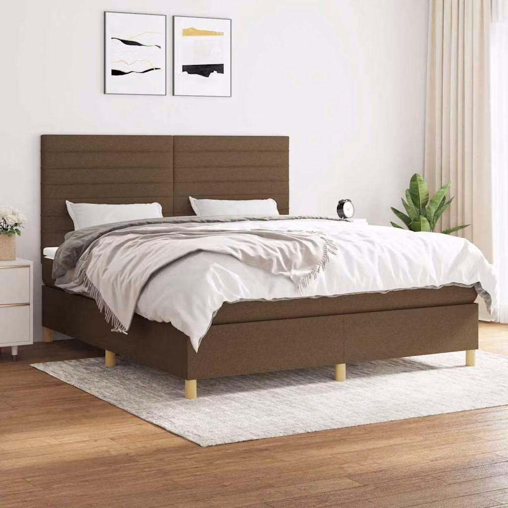 vidaXL Letto Ibrido con Giroletto a Molle e Materasso a Tasche, Marrone e Bianco, L/P: 180 x 200 cm